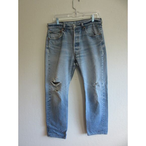 LEVI'S 501xx Blue Denim Cotton 31x28 Button Closure Men's Jeans - Picture 1 of 5